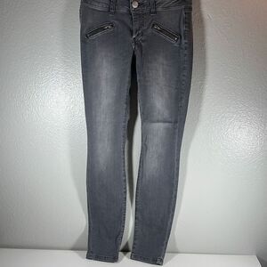 Cabi Zip Womens Pocket Skinny Straight Leg Jeans Denim Low Rise Grey Size 23